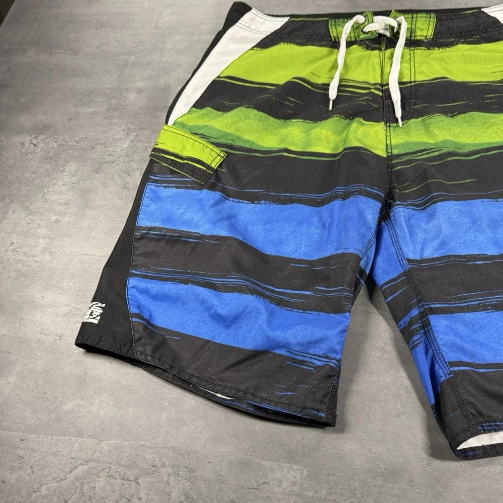 Southpole Bathing Suit Swim Trunk 36 Black Blue Green Surf Skate Y2K Board Short